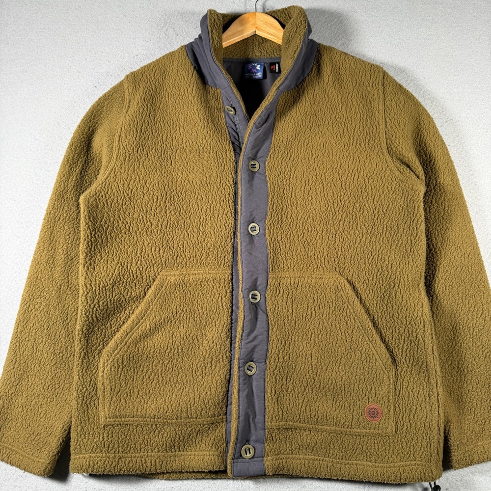 Without Walls Polartec Fleece Jacket Womens XL Olive Brown Button Up Gorpcore